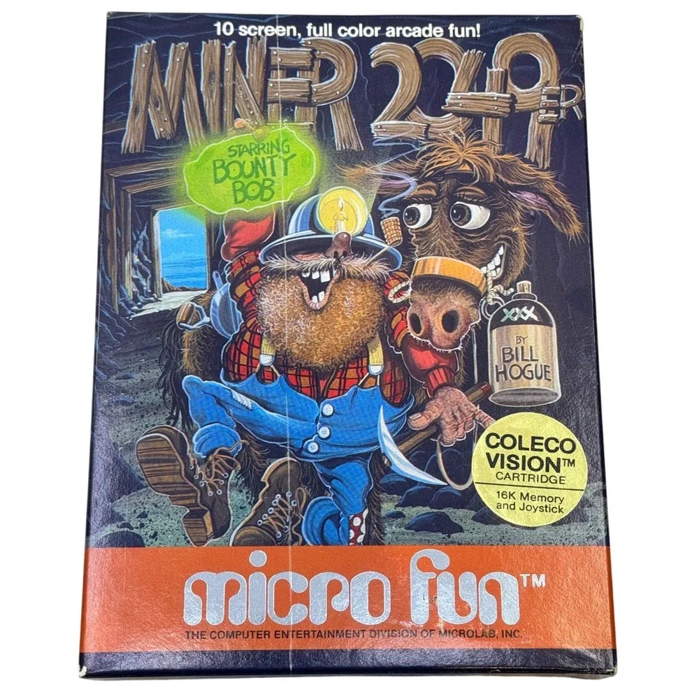 Micro Fun Miner 2049er ColecoVision Game Cartridge Starring Bounty Bob CIB Boxed